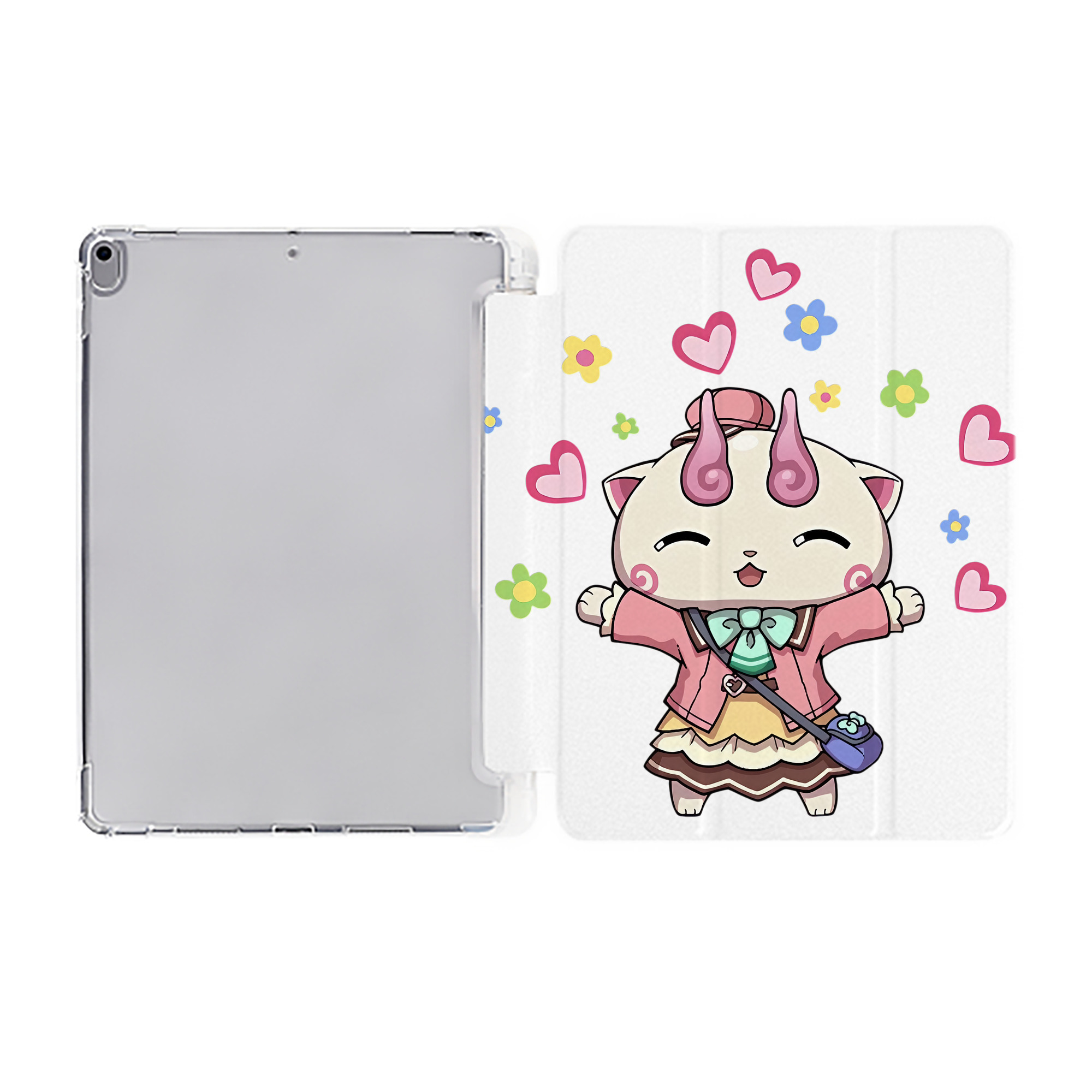 （画像用） 妖怪ウォッチ Yo-kai Watch IPad ケース ペン収納付き 三つ折りスタンド PUレザー×シリコン 対応機種9.5/10.5/10.9インチ